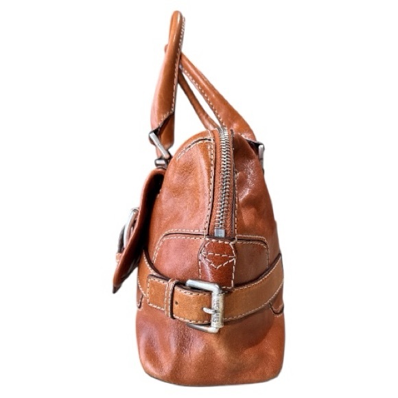 Vintage 90's Michael Kors Leather Tan Saddlebag with Silver Buckles - Picture 2 of 16